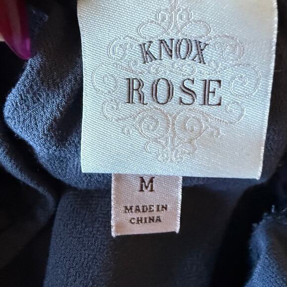 Knox Rose Navy Blue Boho Crochet Lace Tassel Tunic Peasant Dress Medium Festival - Picture 9 of 12